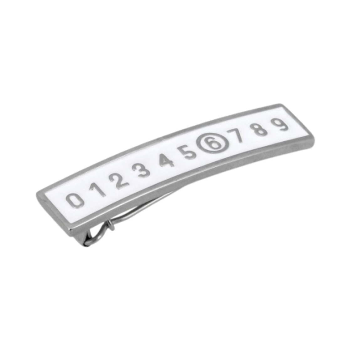 SM6TW0011P7211961 (W) MM6 Maison Margiela Engraved Number Logo Hair Clip Silver