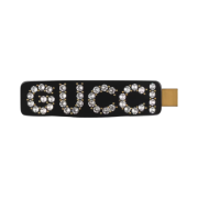 (W) Gucci Crystal Single Hair Clip Black Resin