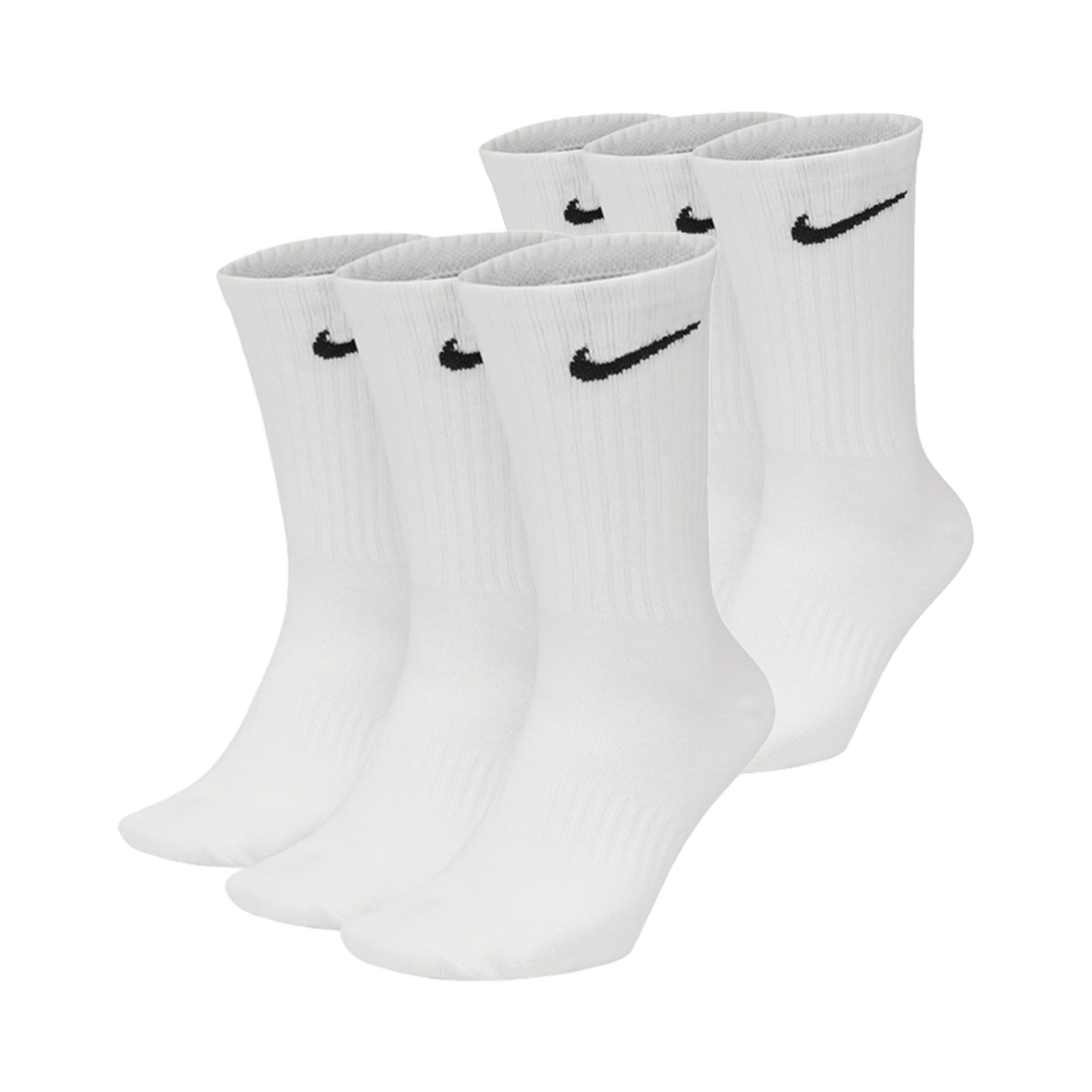 SX7676-100 Nike Everyday Lightweight Training Crew Socks White (Bundle of 2 x 3 Packs/Korean Ver.)