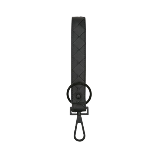 607492VCPQ18984 Bottega Veneta Intreccio Keyring Black