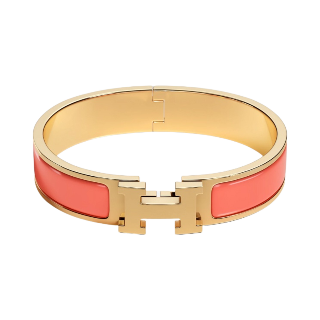 (W) 에르메스 클릭아슈 브레이슬릿 골드 하드웨어 & 파파예((W) Hermes Clic H Bracelt Gold & Papaye) - 1