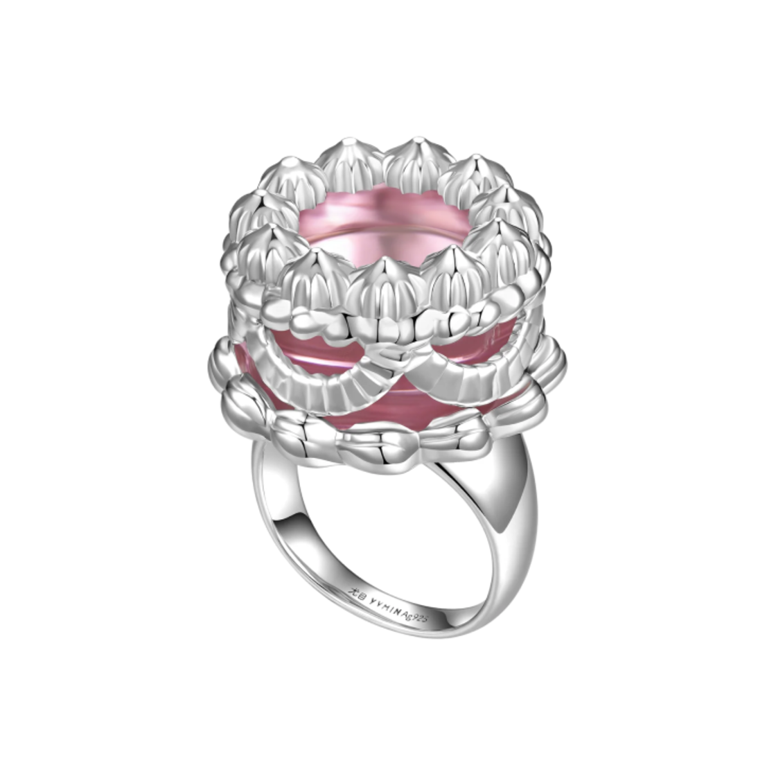 - (W) Yvmin Electric Girl Crystal Birthday Cake Ring Silver