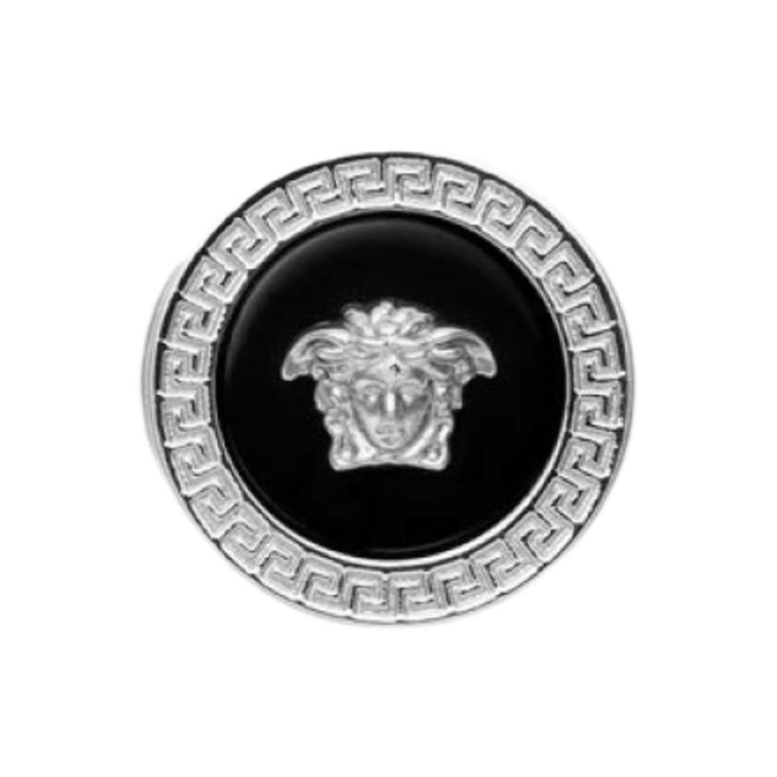 베르사체 에나멜 메두사 링 블랙 실버
