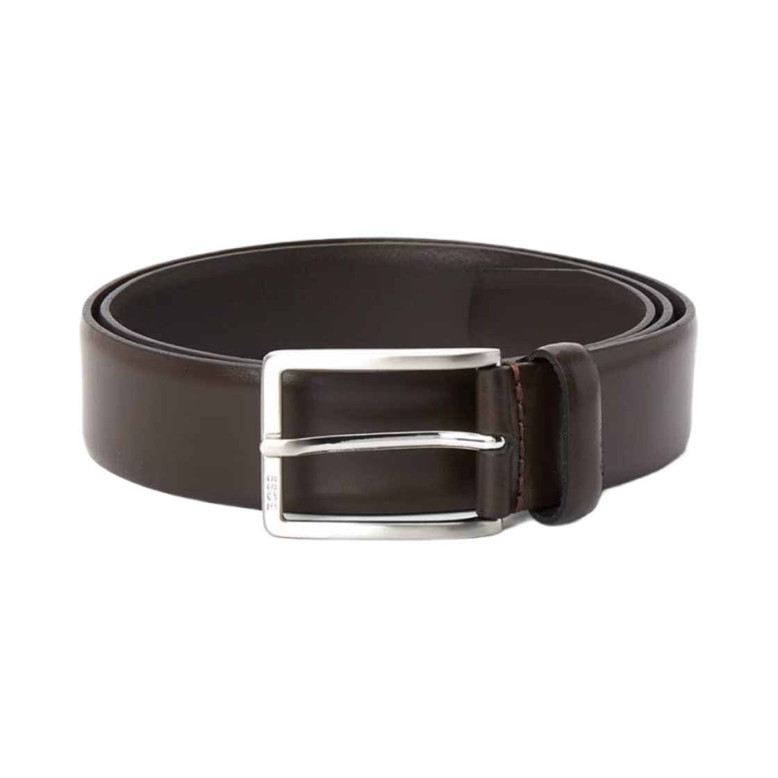 50491834-205 Hugo Boss Italian Leather Belt with Engraved Logo Buckle Dark Brown