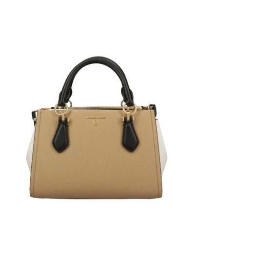 Michael Kors Marilyn Small Color Block Saffiano Leather Crossbody Bag Black Camel