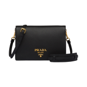Prada Daino Leather Shoulder Bag Black