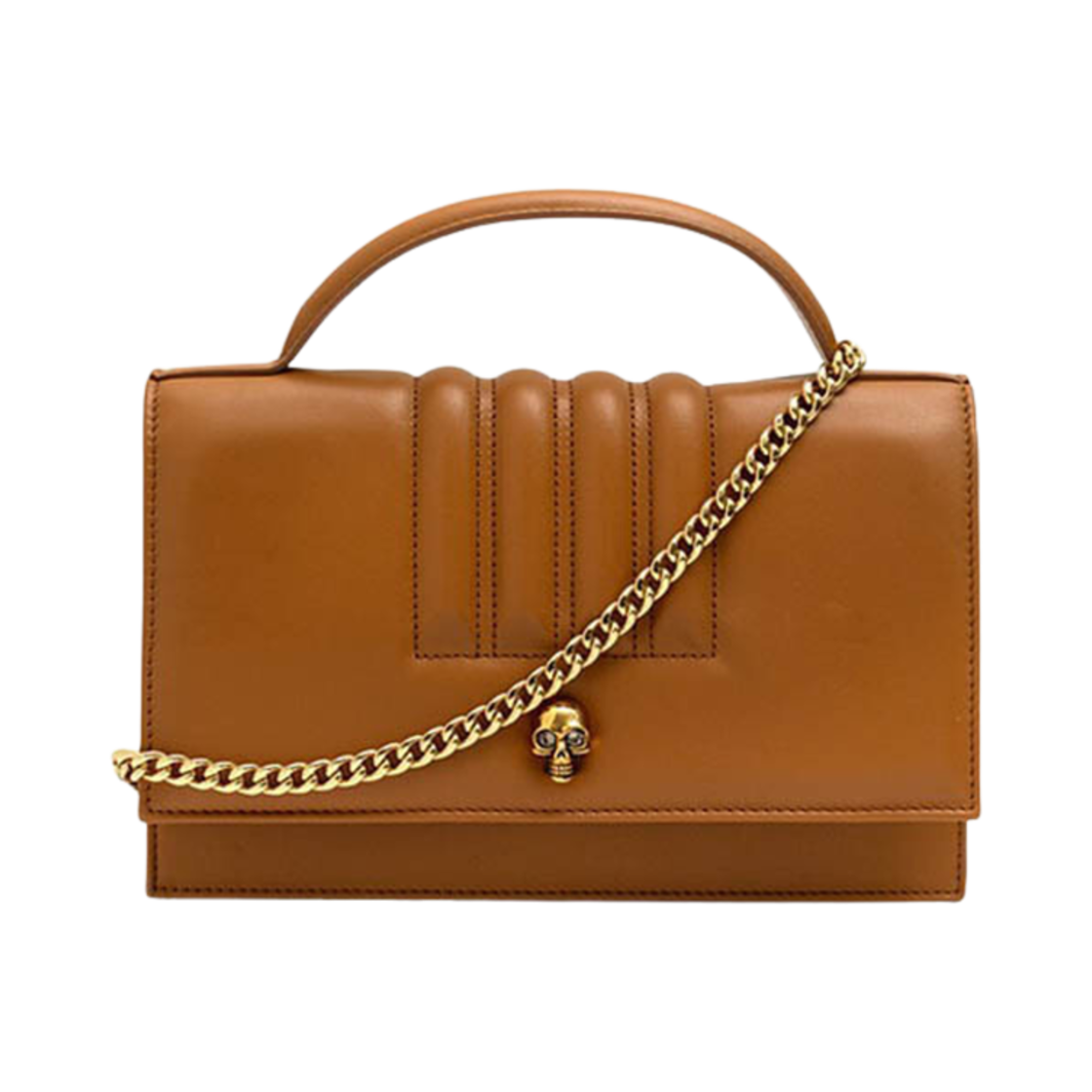 7327981LYMF2002 Alexander McQueen Top Handle Skull Bag Brown