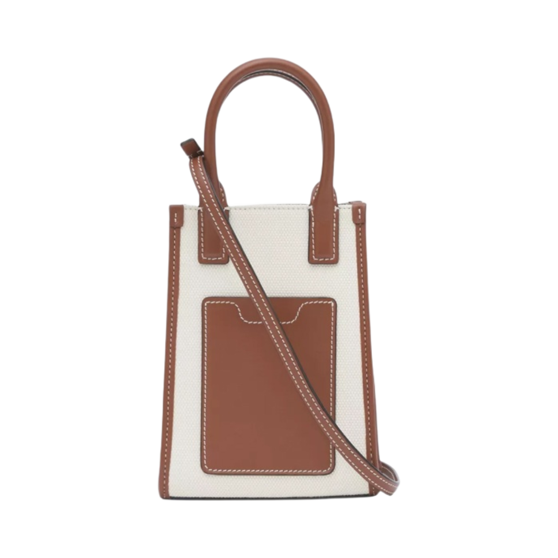 버버리 마이크로 캔버스 레더 프란시스 토트백 에크루 탄(Burberry Micro Canvas Leather Frances Tote Bag Ecru Tan) - 2