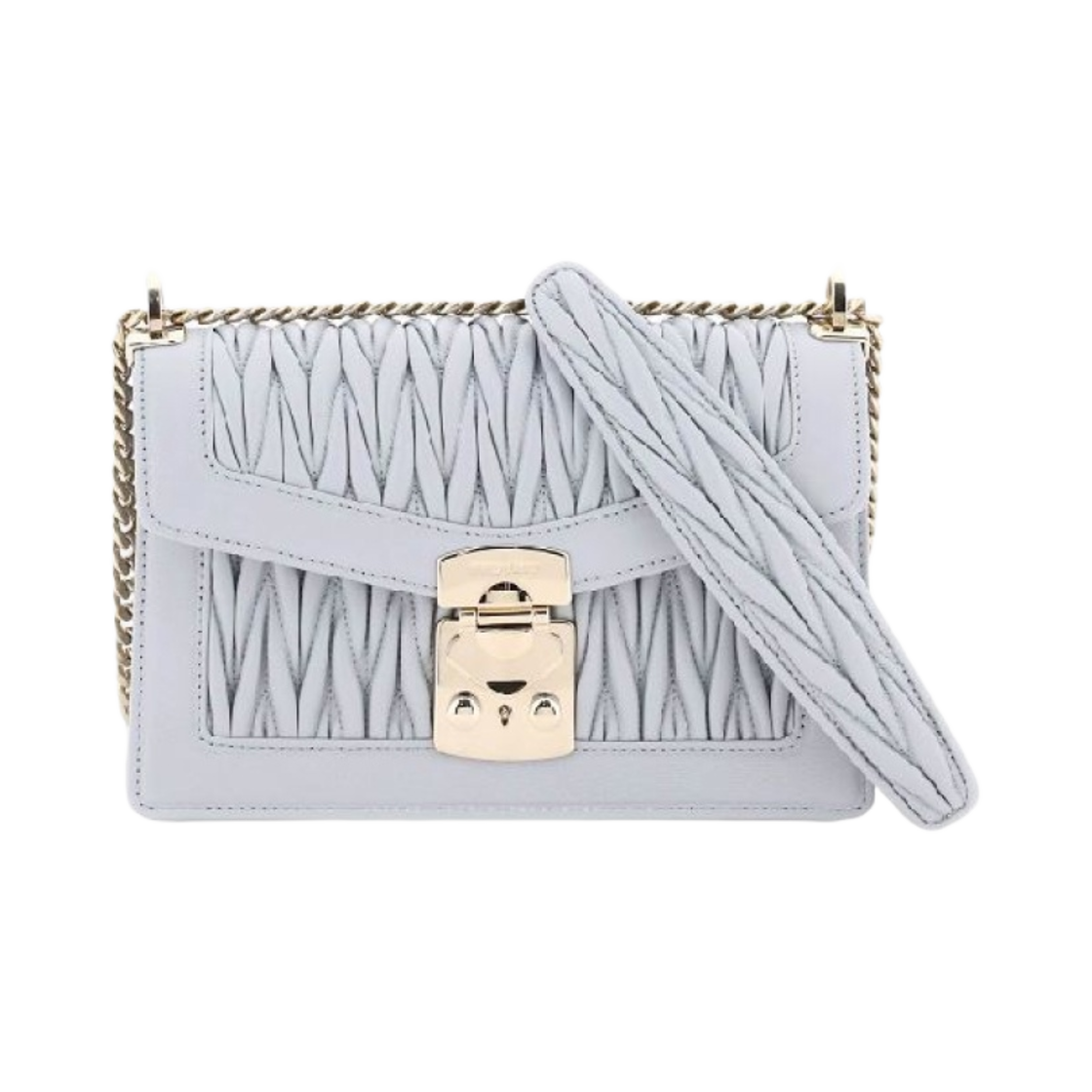 미우 미우 컨피덴셜 마테라쎄 가죽 백 콘플라워 블루(Miu Miu Confidencial Matelasse Leather Bag Cornflower Blue) - 1