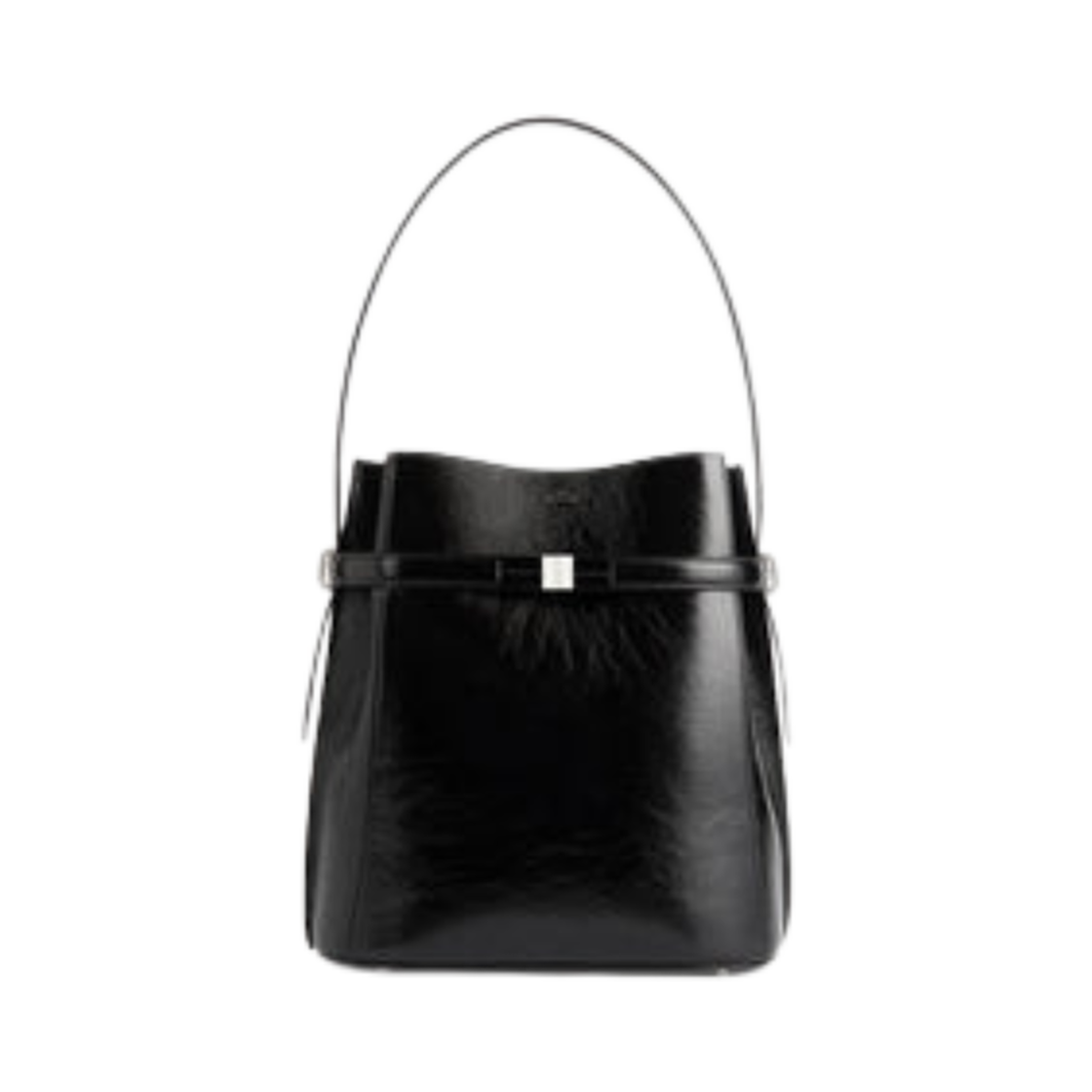 244-WAL0048-LE0020-001 Toteme Belted Naplac Leather Bucket Bag Black