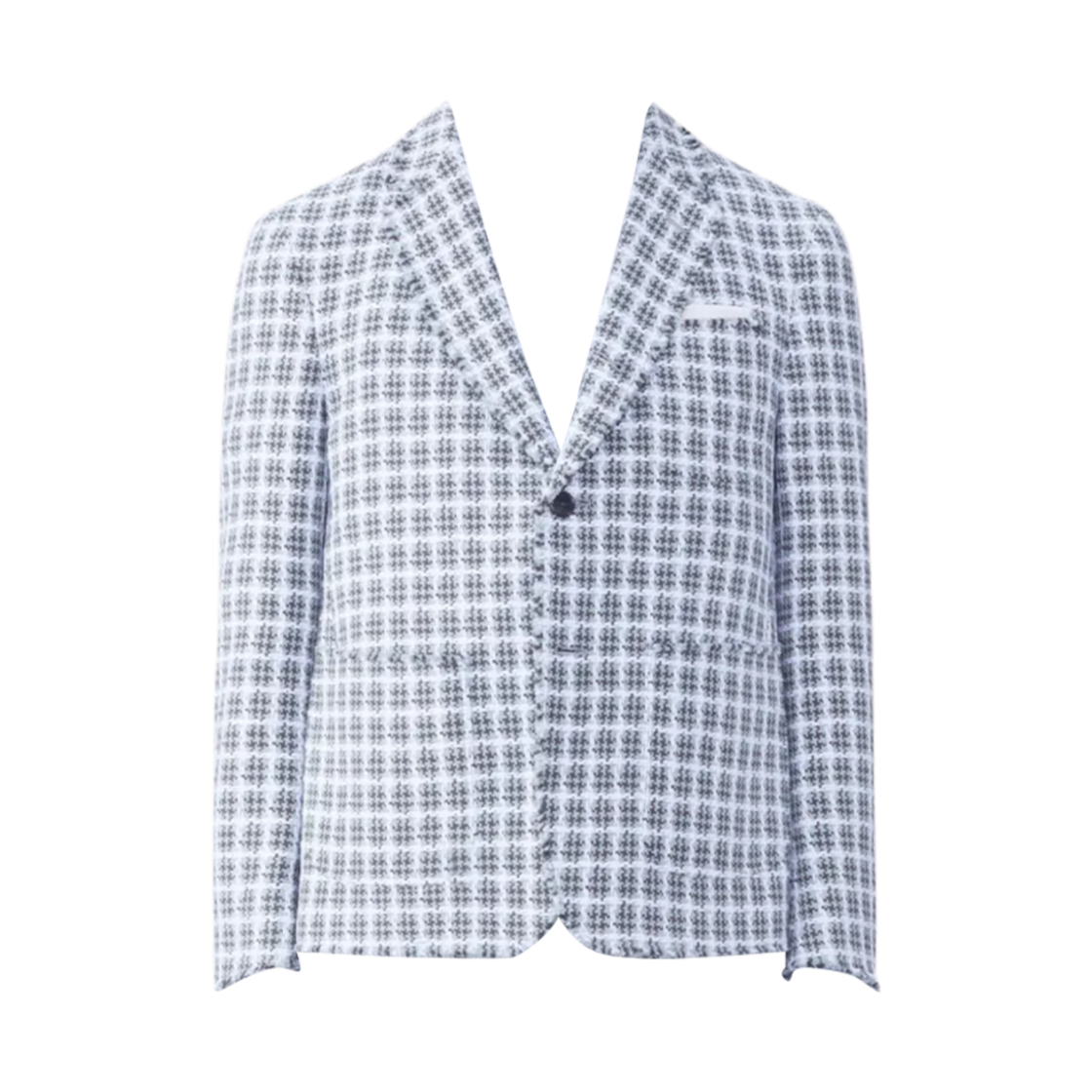 톰브라운 체크 서머 트위드 프레이 색 스포츠 코트 미디움 그레이(Thom Browne Check Summer Tweed Fray Sack Sport Coat Medium Grey) - 1
