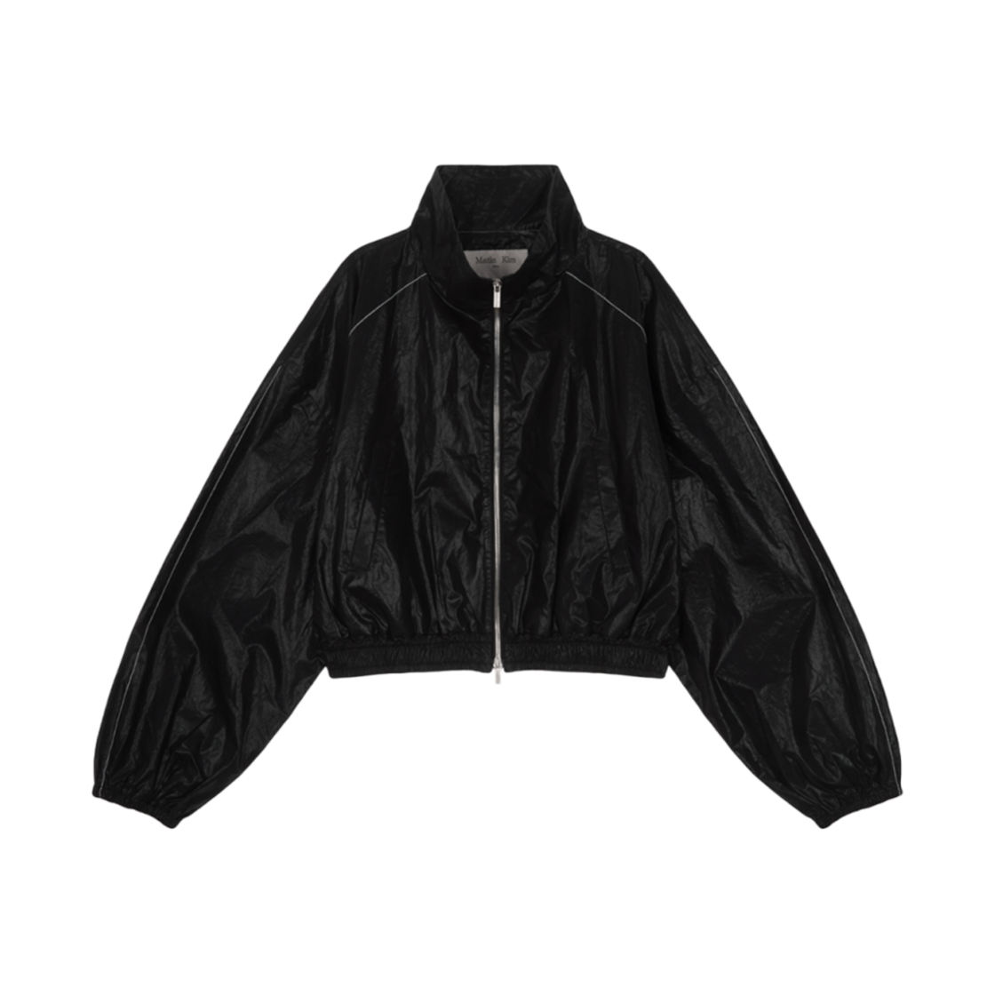 (W) 마뗑킴 코팅 크롭 블루종 블랙((W) Matin Kim Coating Crop Blouson in Black)