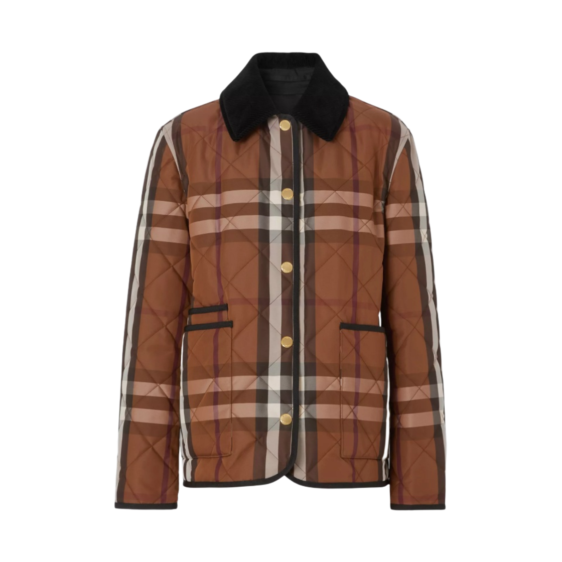 (W) 버버리 체크 다이아몬드 퀼티드 나일론 자켓 다크 버치 브라운((W) Burberry Check Diamond Quilted Nylon Jacket Dark Birch Brown) - 1