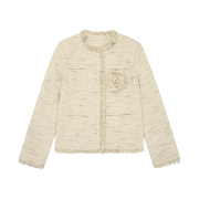 FLETTA Fringe Tweed Jacket with Corsage Cream