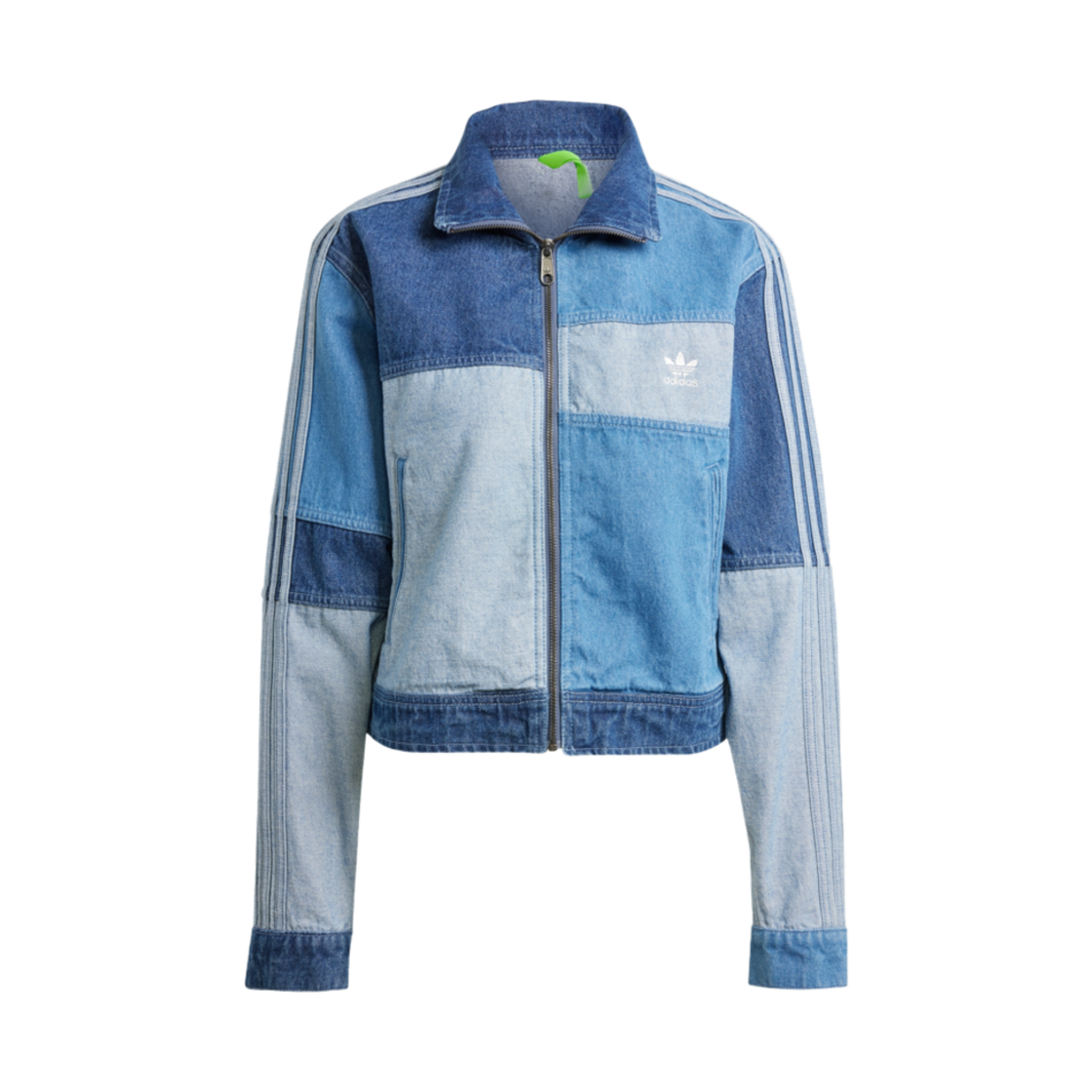 (W) 아디다스 x 크세니아 슈나이더 데님 패치워크 트랙탑 블루 - KR 사이즈((W) Adidas x Ksenia Schnaider Denim Patchwork Track Top Blue - KR Sizing) - 1