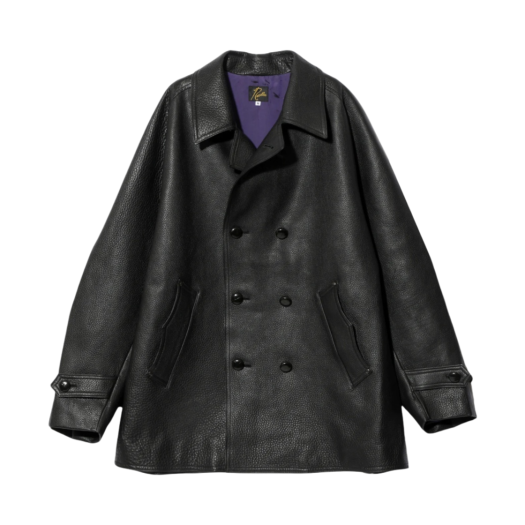 니들스 더블 브레스티드 카 코트 카우 레더 브라운 | Needles | KREAM