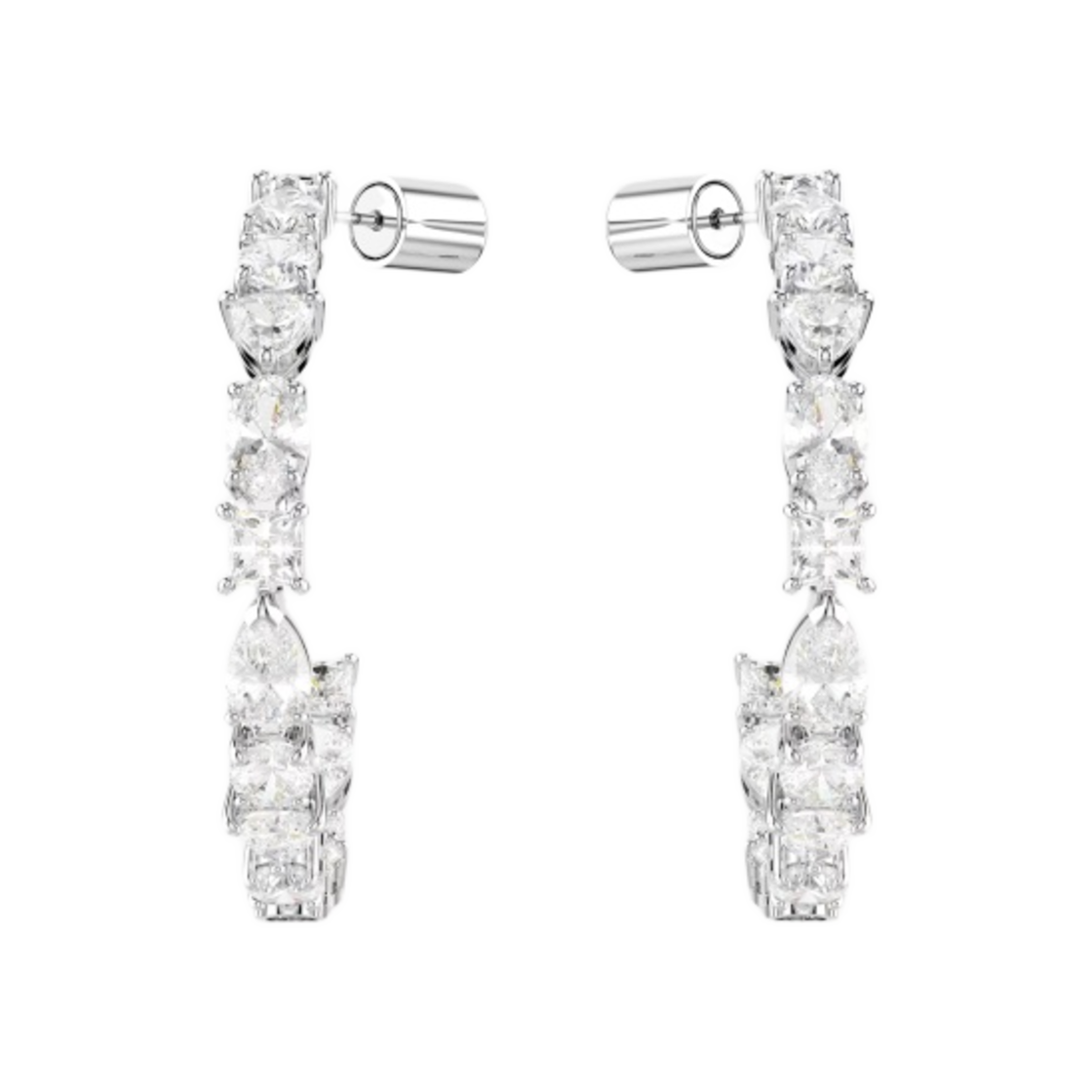 5672834 (W) Swarovski Mesmera Hoop Earrings Mixed Cut White Rhodium Plated