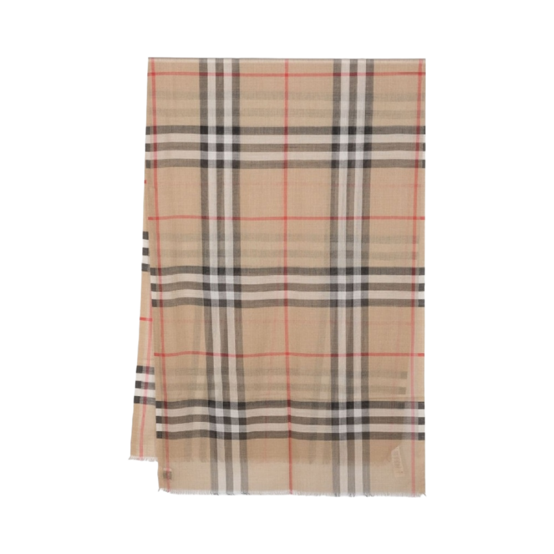 8078779 Burberry Check Wool Silk Muffler Beige