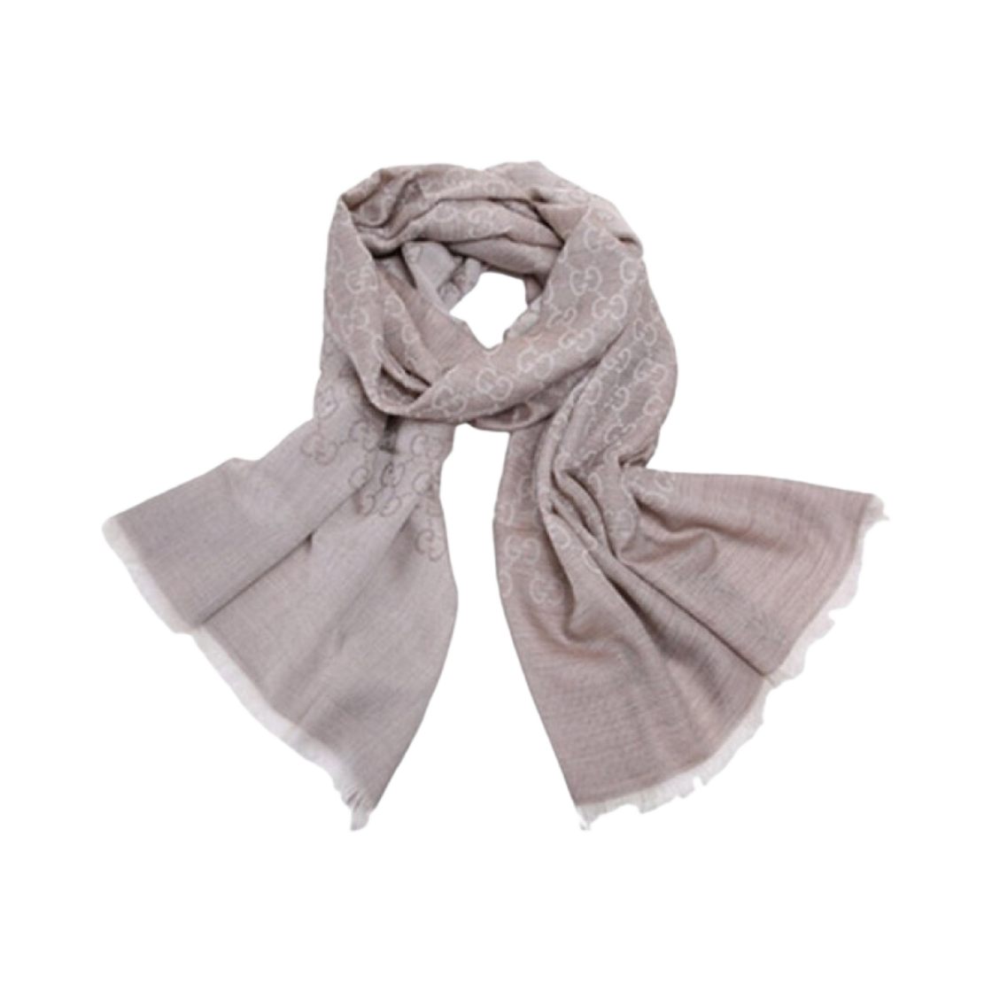 165904-3G646-9500 Gucci GG Wool Silk Jacquard Scarf Beige
