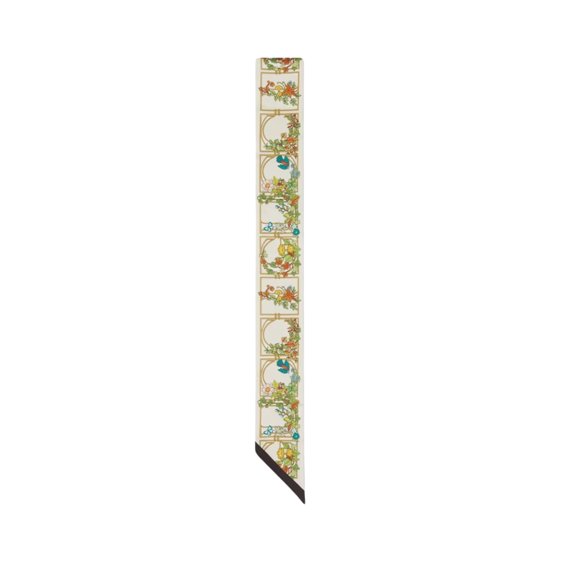 777352-3G001-9200 (W) Gucci Animal and Floral Print Silk Neck Bow Ivory