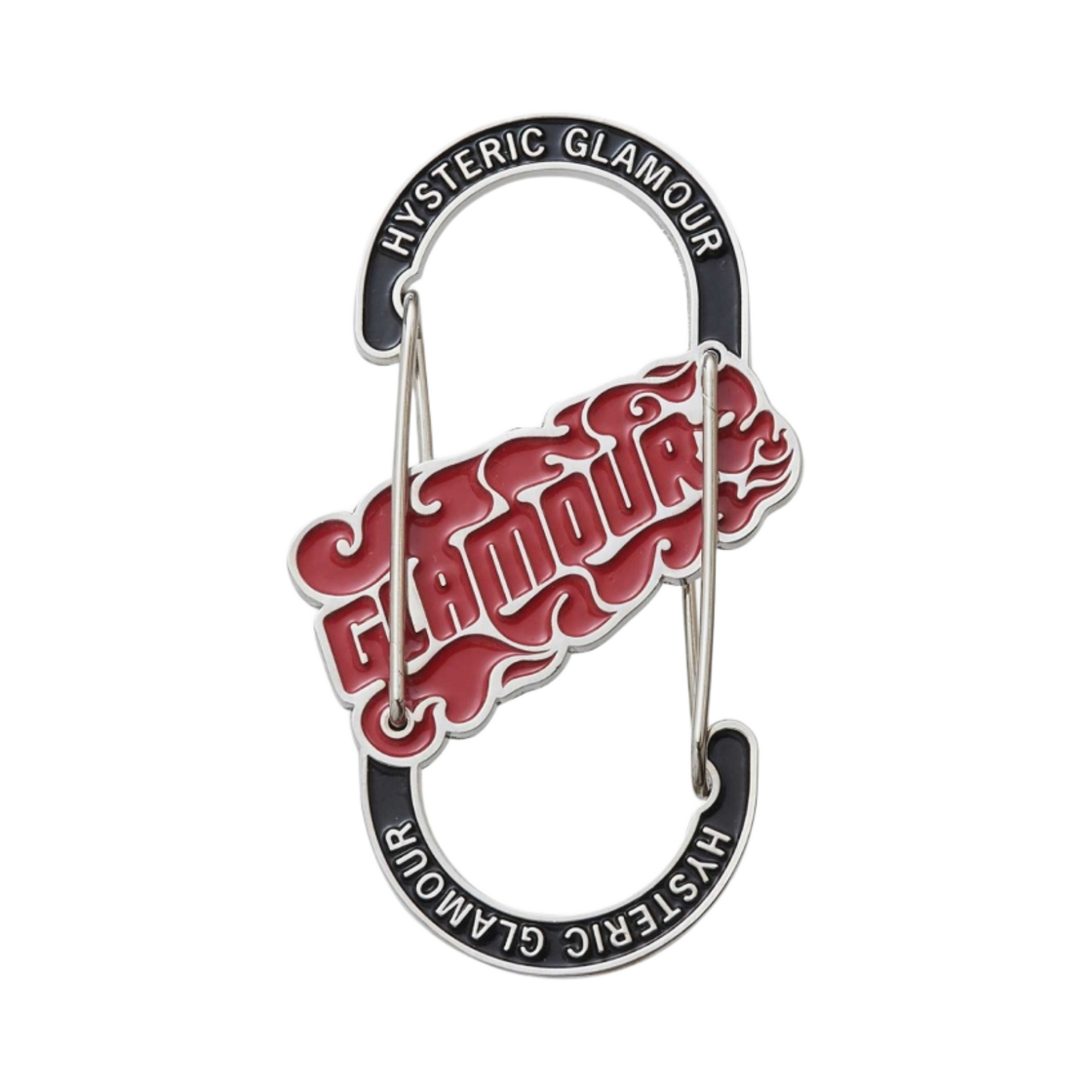 히스테릭 글래머 플레임 로고 카라비너 키체인 블랙(Hysteric Glamour Flame Logo Carabiner Keychain Black)