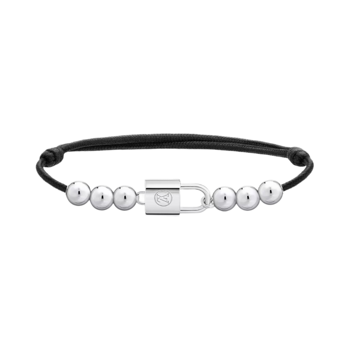루이비통 실버 락킷 브레이슬릿 실버 블랙 폴리에스터 코드(Louis Vuitton Silver Lockit Bracelet Silver Black Polyester Cord) - 1