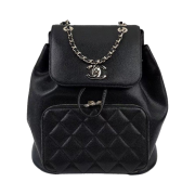Chanel Backpack Grained Calfskin & Gold Black