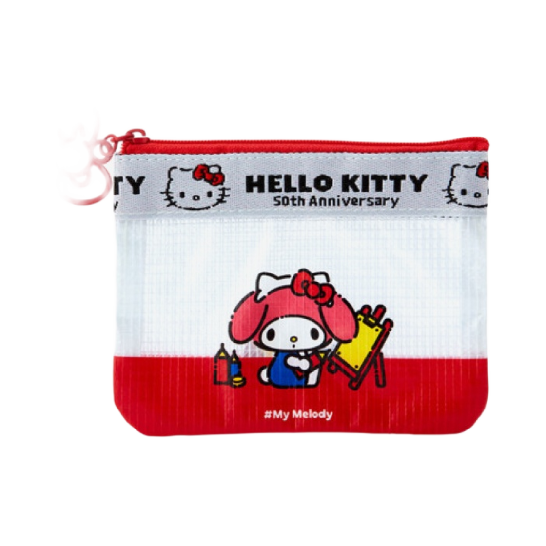 129321 Sanrio Hello Everyone My Melody Vinyl Flat Pouch Red