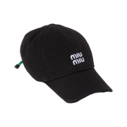 (W) Miu Miu Denim Baseball Cap Black Emerald Green