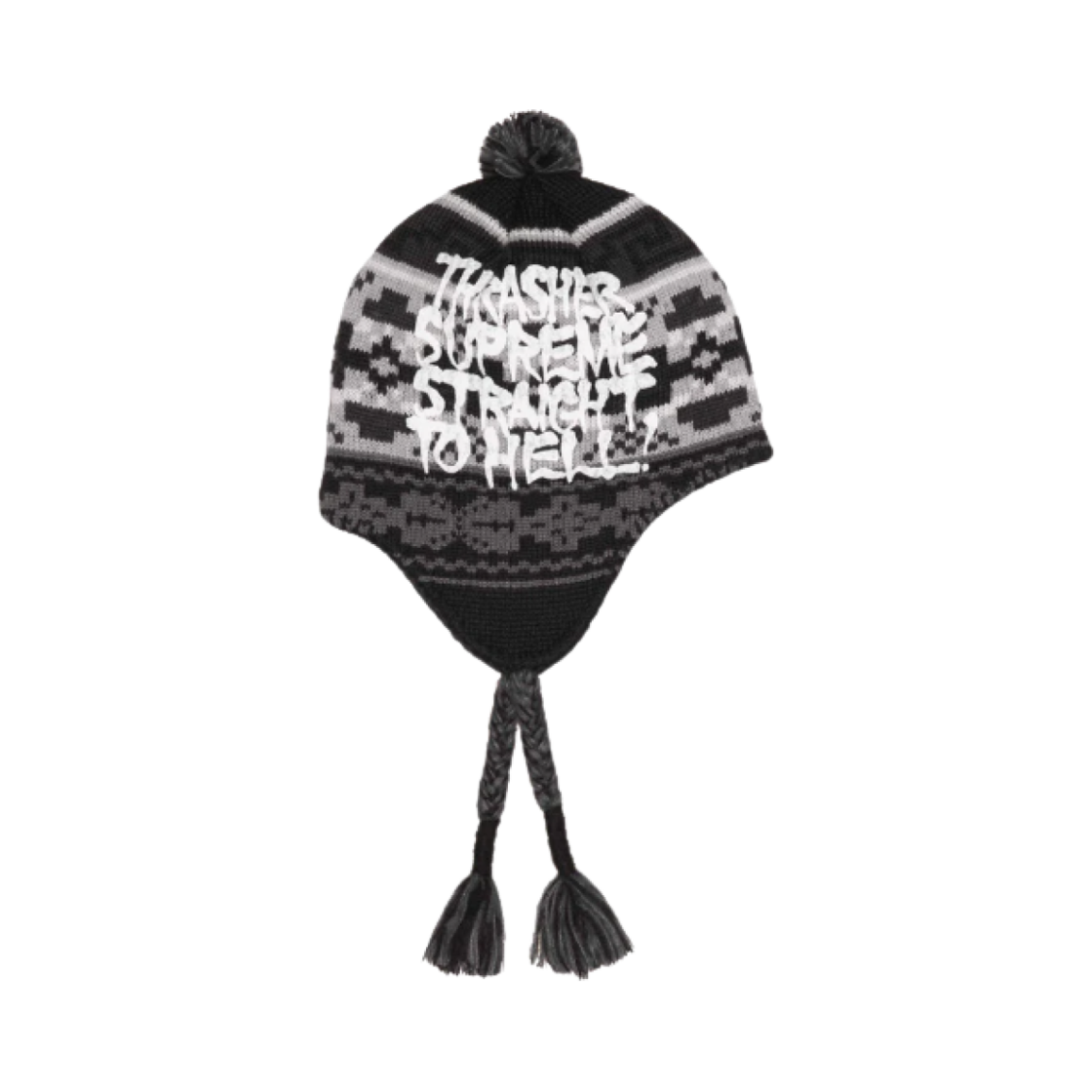 슈프림 x 트레셔 이어플랩 비니 블랙 - 24FW(Supreme x Thrasher Earflap Beanie Black - 24FW)