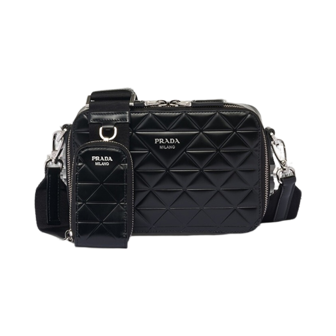 프라다 브리크 브러쉬드 레더 백 트라이앵글 모티프 블랙(Prada Brique Brushed Leather Bag Triangle Motif Black) - 1