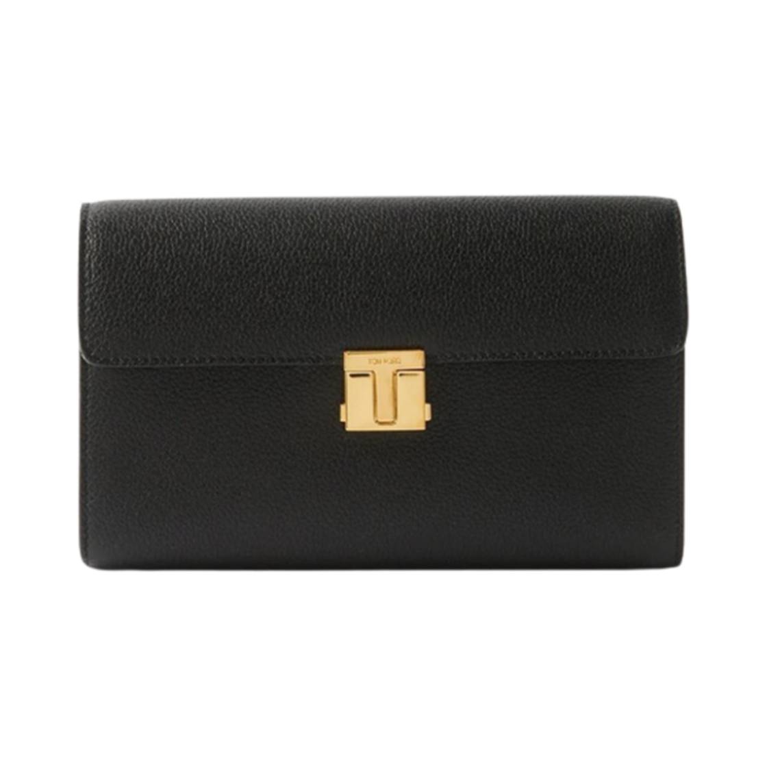 H0508T-LCL158-U9000 Tom Ford T Logo Lock Full Grain Leather Small Clutch Bag Black