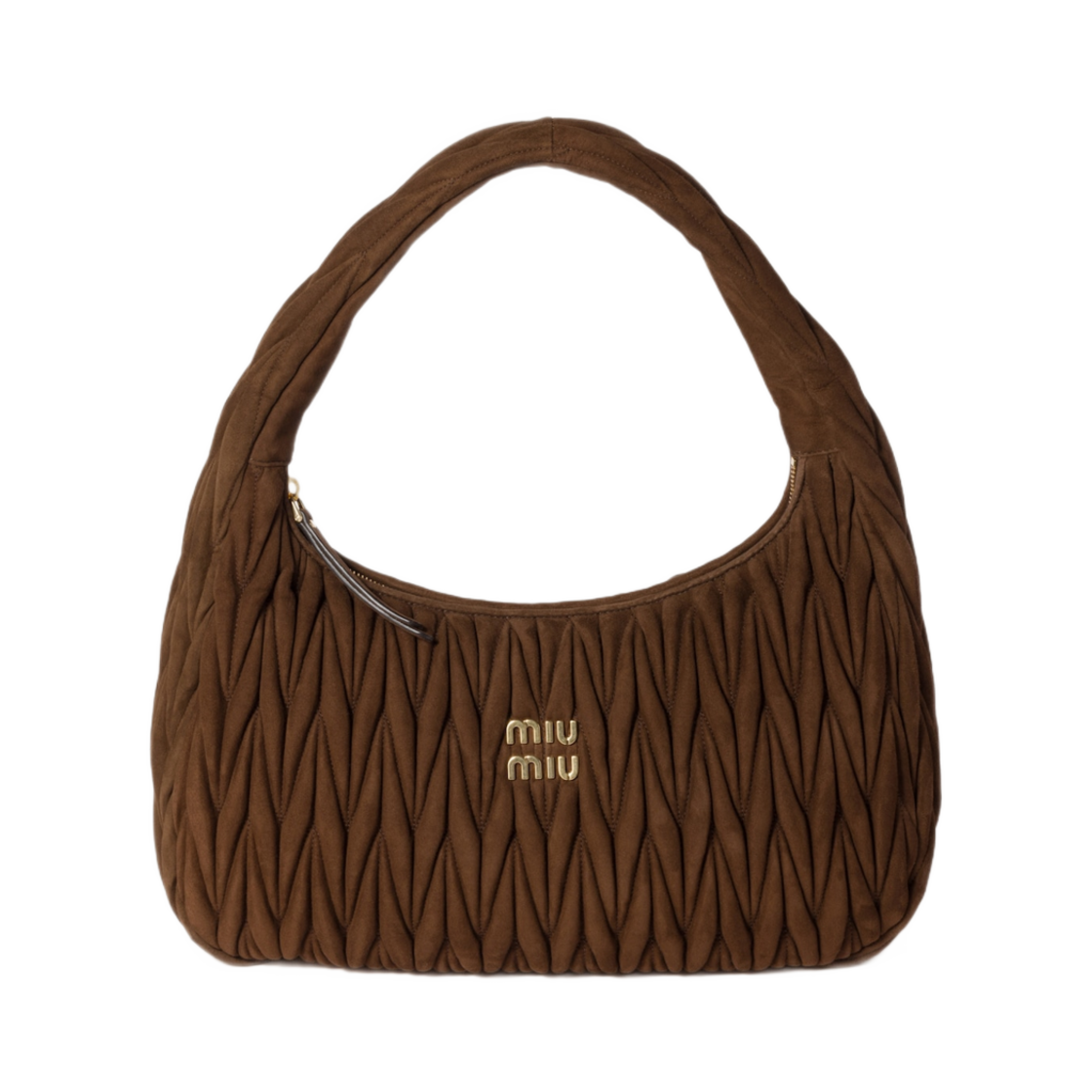 5BC183-AB7O-F0324 Miu Miu Wander Matelasse Suede Bag Cocoa Brown