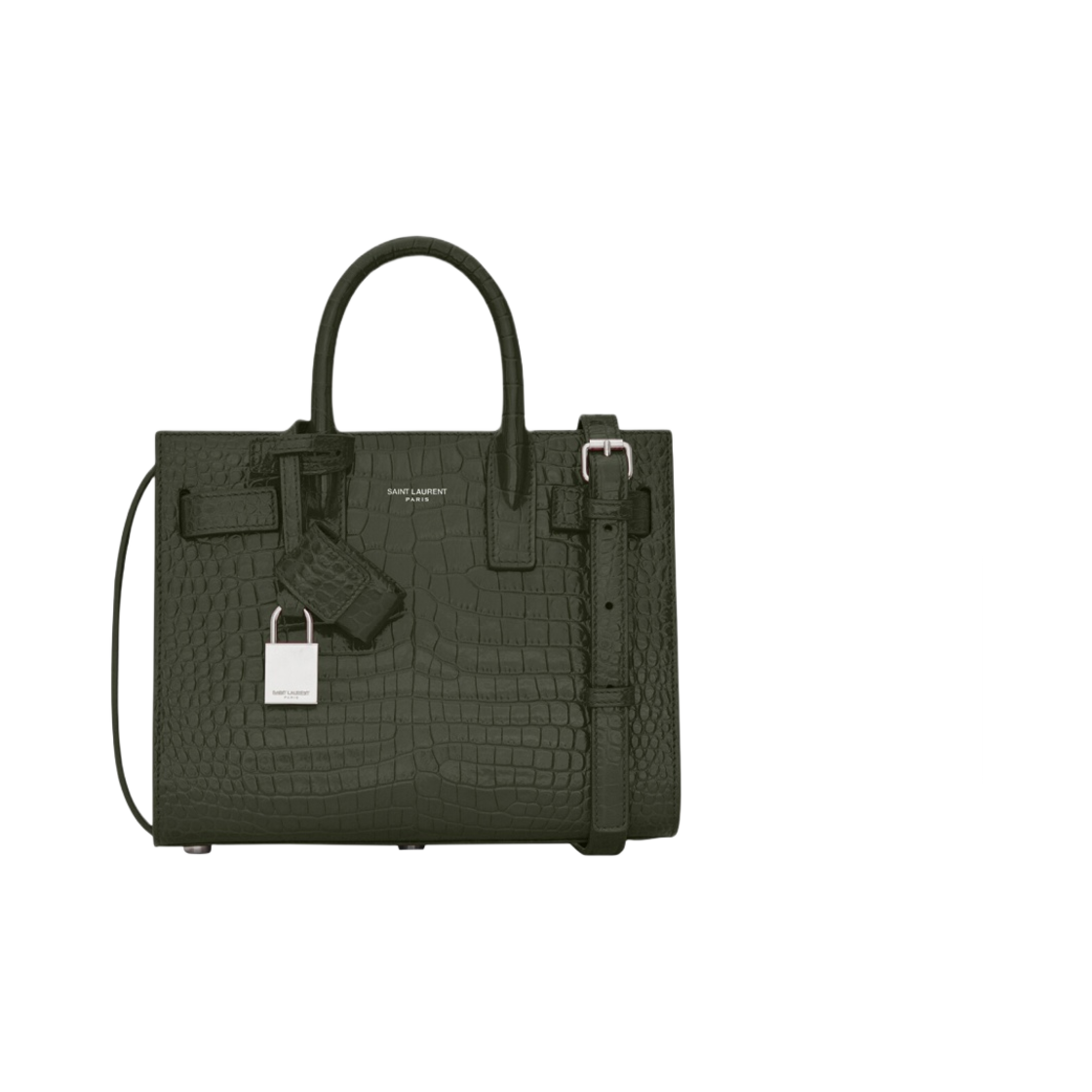 생로랑 삭 드 주르 나노 엠보스 크로커다일 샤이니 레더 다크 그린(Saint Laurent Sac De Jour Nano in Embossed Crocodile Shiny Leather Dark Green) - 1