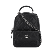 Chanel Classic Phone Holder Clutch with Chain Shiny Grained Calfskin & Silver Black