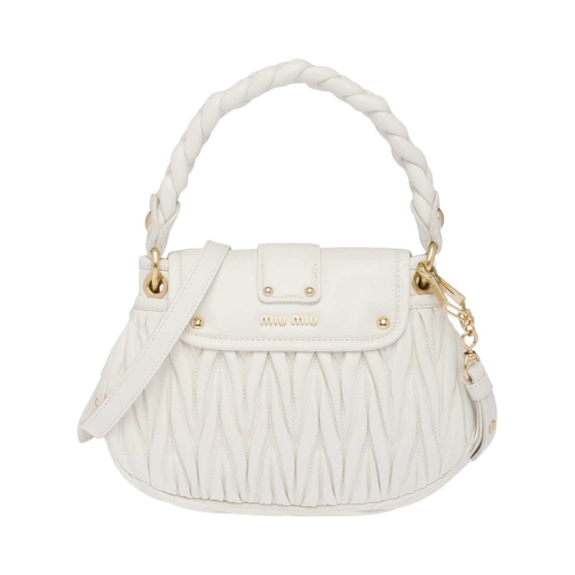미우 미우 마테라쎄 나파 레더 미우 코퍼 핸드백 화이트(Miu Miu Matelasse Nappa Leather Miu Coffer Handbag White) - 2