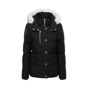 (W) Moose Knuckles Threequarter Jacket White Fox Fur Black