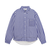 Jacquemus La Chemise Boulanger Checked Puffed Overshirt Navy Checks