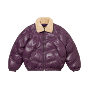 Supreme x Schott Chevron Leather Down Puffer Jacket Purple - 24FW