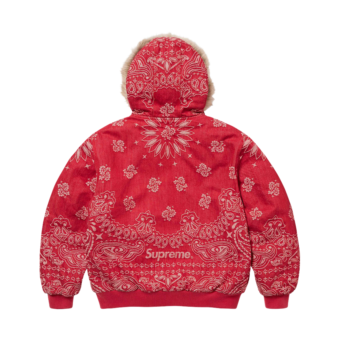 슈프림 반다나 자카드 데님 후드 워크 자켓 레드 - 25SS(Supreme Bandana Jacquard Denim Hooded Work Jacket Red - 25SS) - 3