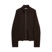 Our Legacy Shrunken Fullzip Polo Brown Sparse Cotton