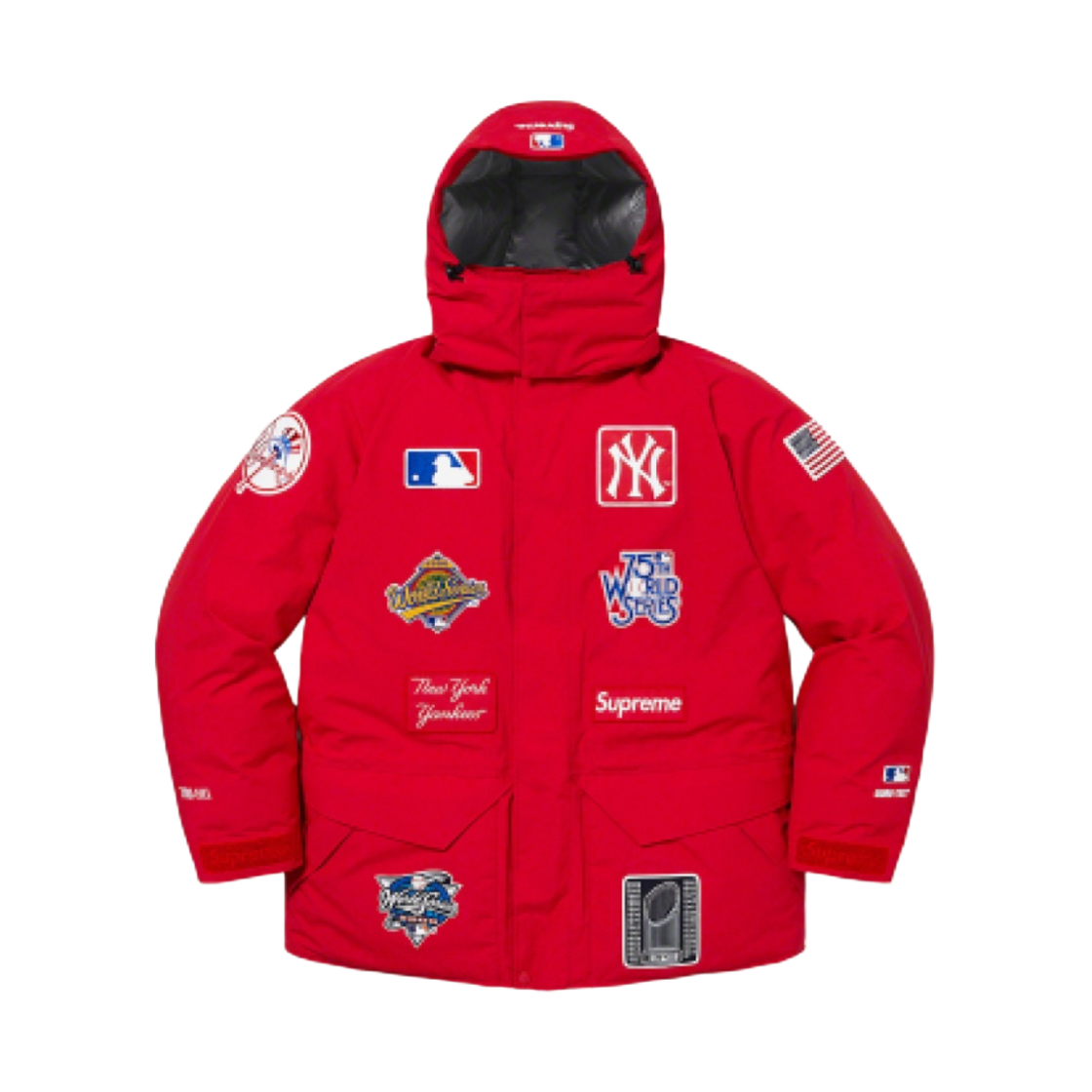 슈프림 x 뉴욕 양키스 고어텍스 700-필 다운 자켓 레드 - 21FW
