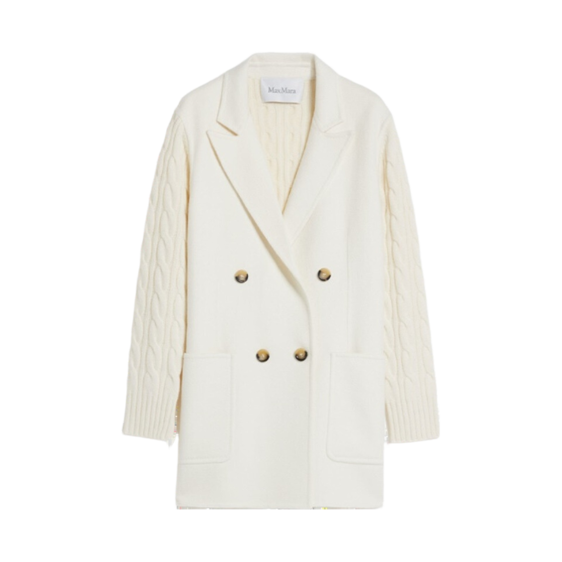 (W) 막스마라 달리다 더블 브레스티드 울 앤 캐시미어 자켓 화이트((W) Max Mara Dalida Double Breasted Wool and Cashmere Jacket White) - 1