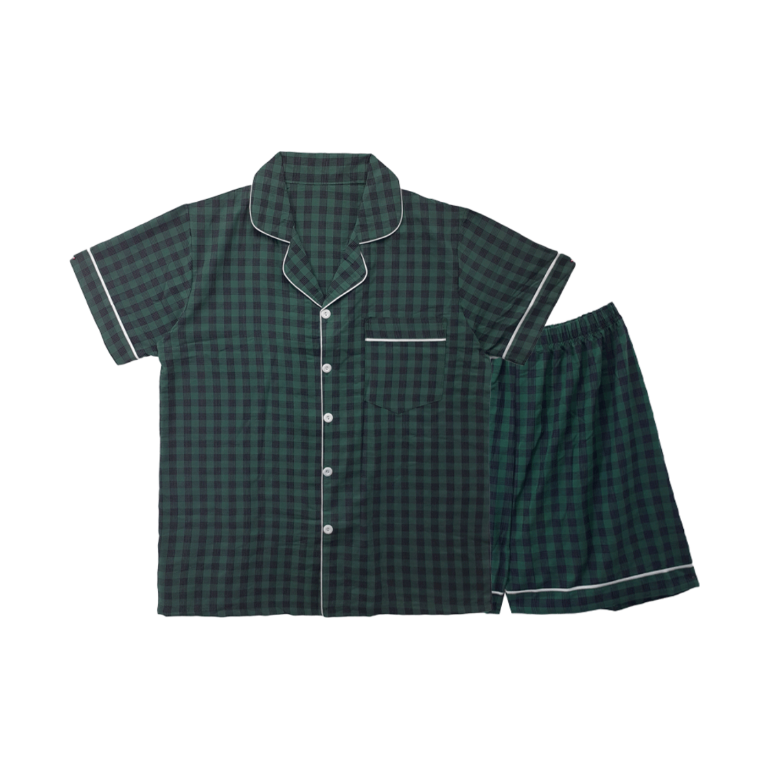 A-JC-GR AONE Jeans Check Short Sleeve Pajamas Set Green