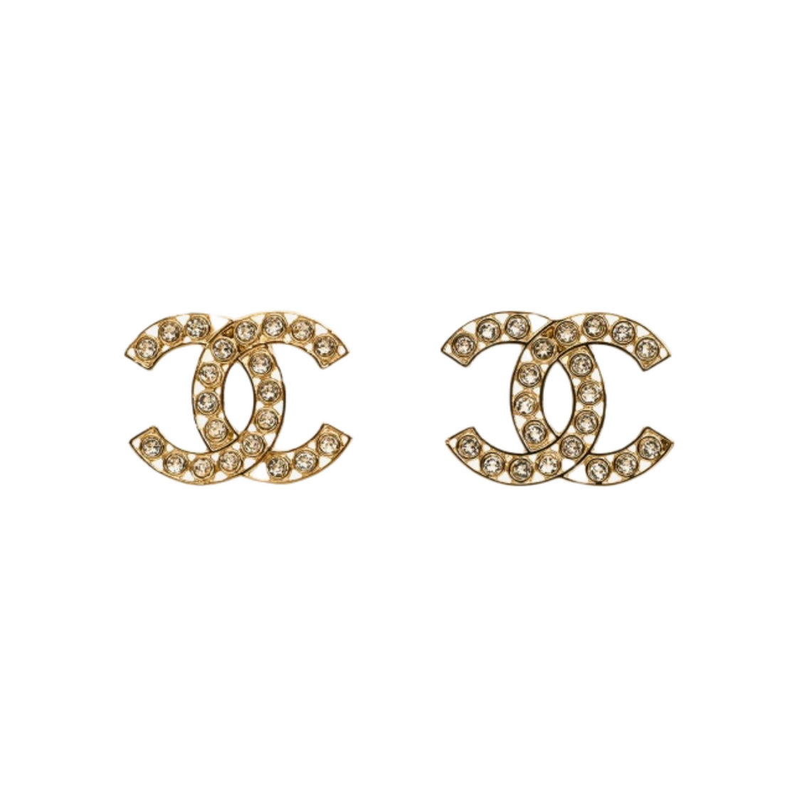 (W) 샤넬 스터드 이어링 메탈 스트라스 & 골드 크리스탈((W) Chanel Stud Earrings Metal Strass & Gold Crystal) - 1
