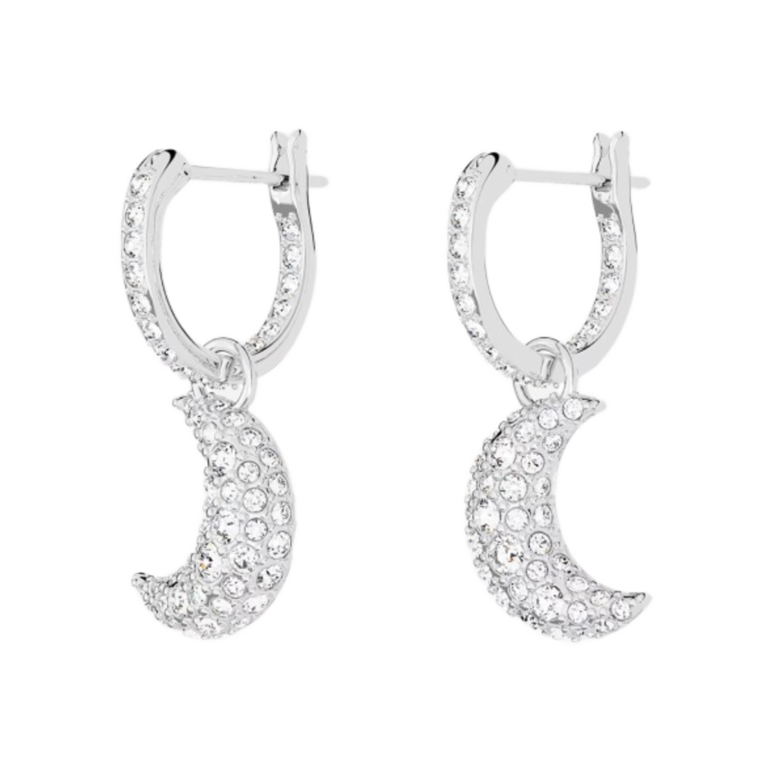 (W) 스와로브스키 루나 드롭 이어링 화이트 로듐 플래팅((W) Swarovski Luna Drop Earrings White Rhodium Plated) - 1