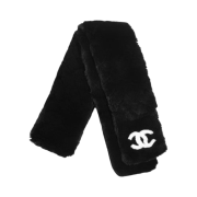 (W) Chanel Muffler Shearling Lambskin & Black White