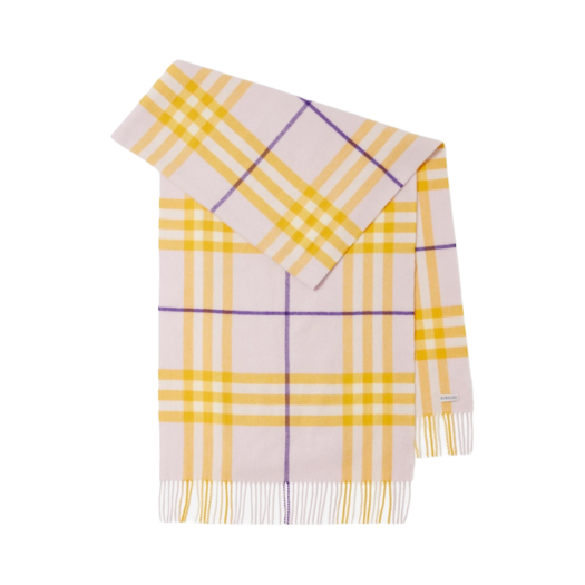 Burberry Wide Check Cashmere Scarf Haze