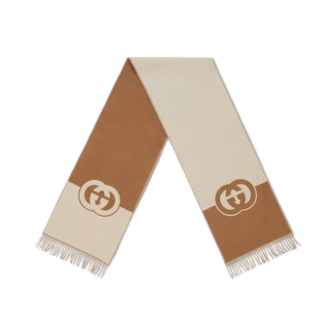 구찌 울 캐시미어 머플러 인터로킹 G 아이보리 베이지(Gucci Wool Cashmere Muffler with Interlocking G Ivory Beige) - 2