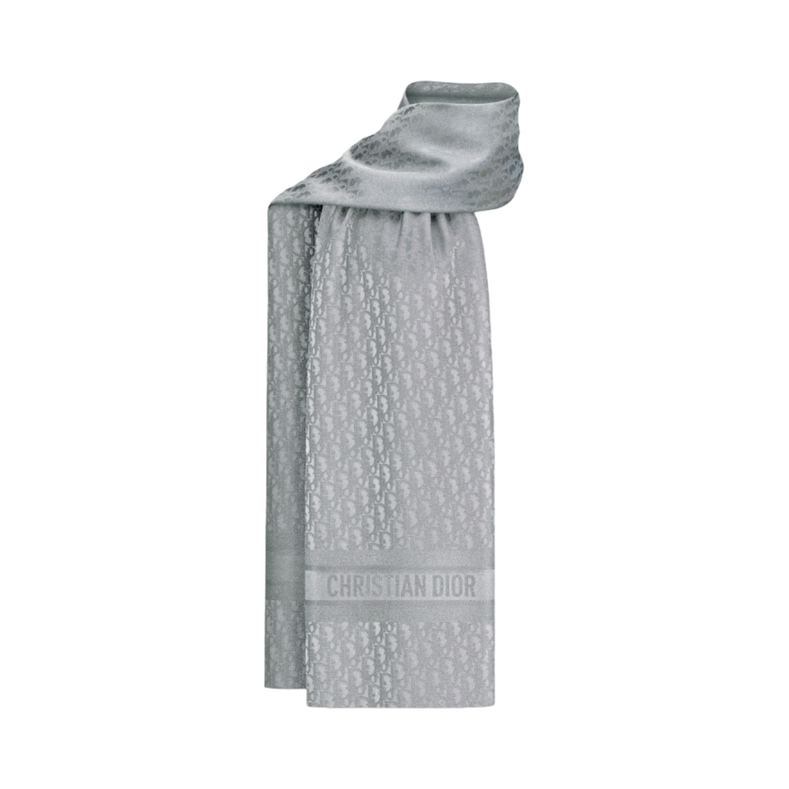 (W) 디올 오르 디올 오블리크 실크 블렌드 스톨 그레이 메탈릭 쓰레드((W) Dior Or Dior Oblique Silk Blend Stole Gray  Metallic Thread) - 1